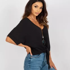 JEANS Lyhythihaiset Paidat Ja Topit></noscript>Adela Floe paita korulla musta