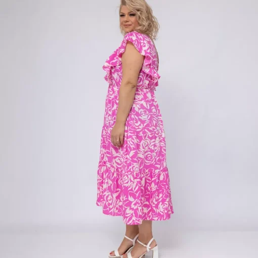 JEANS Midimekot | Plus!>Amy & Clo Abigail mekko valkoinen-pinkki