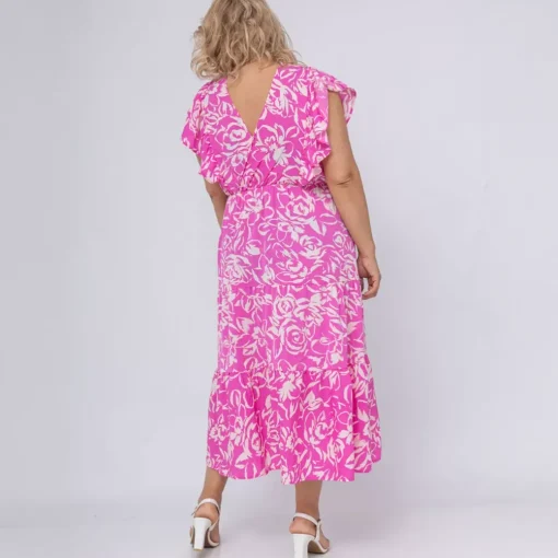 JEANS Midimekot | Plus!>Amy & Clo Abigail mekko valkoinen-pinkki
