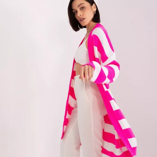 JEANS Neuleet>Badu Priya neuletakki neonpinkkiraidallinen