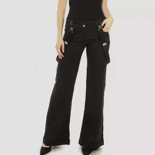 JEANS Housut>Crazy Lover Wide Suspender housut musta