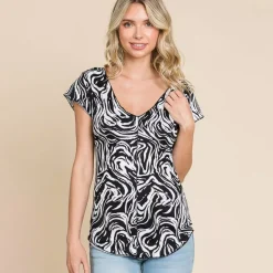 JEANS Lyhythihaiset Paidat Ja Topit></noscript>Culture Code Evelyn kuvioitu t-paita musta