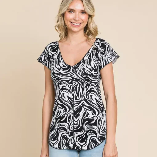 JEANS Lyhythihaiset Paidat Ja Topit>Culture Code Evelyn kuvioitu t-paita musta