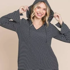 JEANS Hupparit></noscript>Culture Code Londyn raidallinen trikoomekko musta