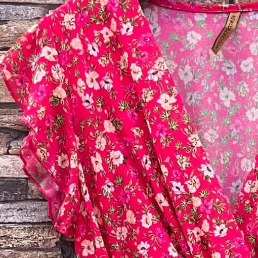 JEANS Minimekot>Elle Enolie pikkukukkainen mekko vadelma