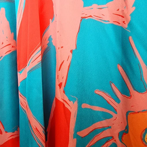 JEANS Maksimekot>Elle Lena satiinimekko vyöllä oranssikuvioinen