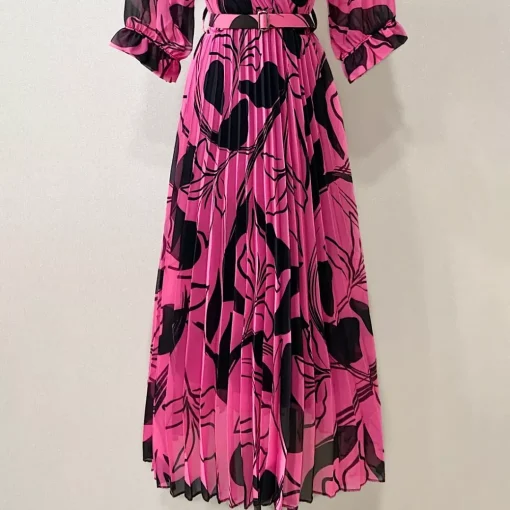 JEANS Maksimekot>Elle Lisa kuvioitu mekko vyöllä pinkki