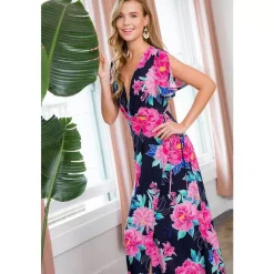 JEANS Maksimekot></noscript>Emerald Gorgeous kuvioitu kietaisumekko navy
