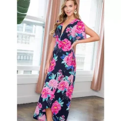 JEANS Maksimekot></noscript>Emerald Gorgeous kuvioitu kietaisumekko navy