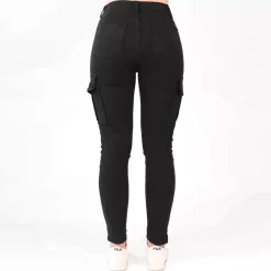 JEANS Farkut></noscript>Foly Rose Cargo stretchfarkut musta