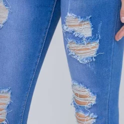 JEANS Farkut></noscript>Girl Vivi ripped skinny stretchfarkut sininen
