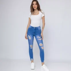 JEANS Farkut></noscript>Girl Vivi ripped skinny stretchfarkut sininen