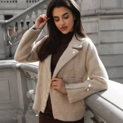 JEANS Takit></noscript>Hanoi Biker villaneuletakki beige