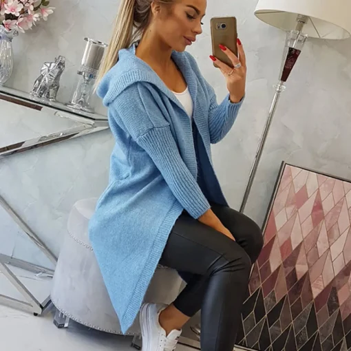 JEANS Neuleet>Kesi Basic neuletakki hupulla sky blue