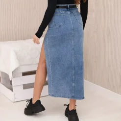 JEANS Hameet>Kesi Eva farkkuhame vyöllä sininen