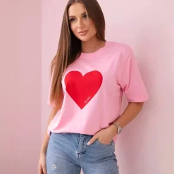 JEANS Lyhythihaiset Paidat Ja Topit>Kesi Heart t-paita baby pink
