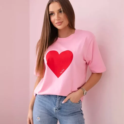 JEANS Lyhythihaiset Paidat Ja Topit>Kesi Heart t-paita baby pink