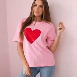 JEANS Lyhythihaiset Paidat Ja Topit>Kesi Heart t-paita baby pink
