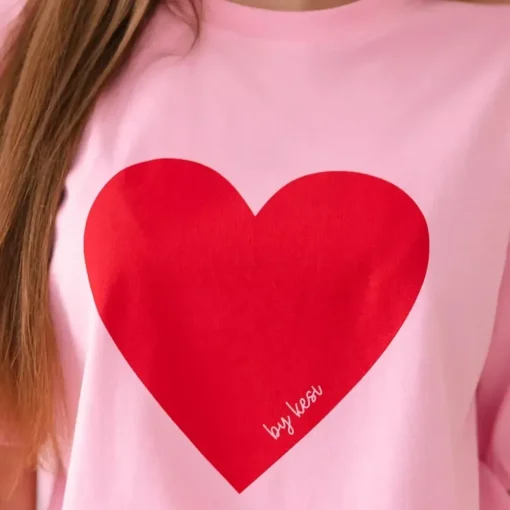 JEANS Lyhythihaiset Paidat Ja Topit>Kesi Heart t-paita baby pink