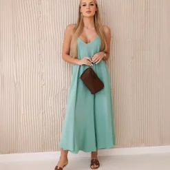 JEANS Midimekot | Minimekot>Kesi Joanna puuvillamekko sinivihreä