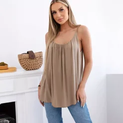 JEANS Lyhythihaiset Paidat Ja Topit>Kesi Linnea viskoositoppi kameli
