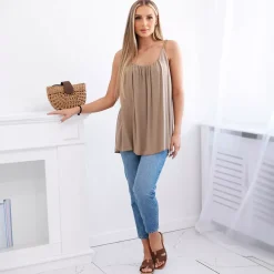JEANS Lyhythihaiset Paidat Ja Topit>Kesi Linnea viskoositoppi kameli