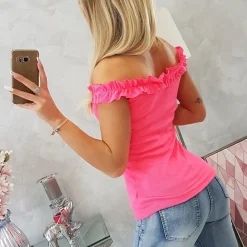 JEANS Lyhythihaiset Paidat Ja Topit></noscript>Kesi Naked ribbitoppi neonpinkki