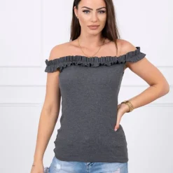 JEANS Lyhythihaiset Paidat Ja Topit>Kesi Naked ribbitoppi tummanharmaa