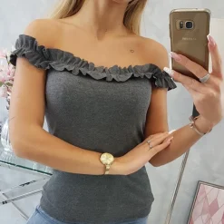 JEANS Lyhythihaiset Paidat Ja Topit></noscript>Kesi Naked ribbitoppi tummanharmaa