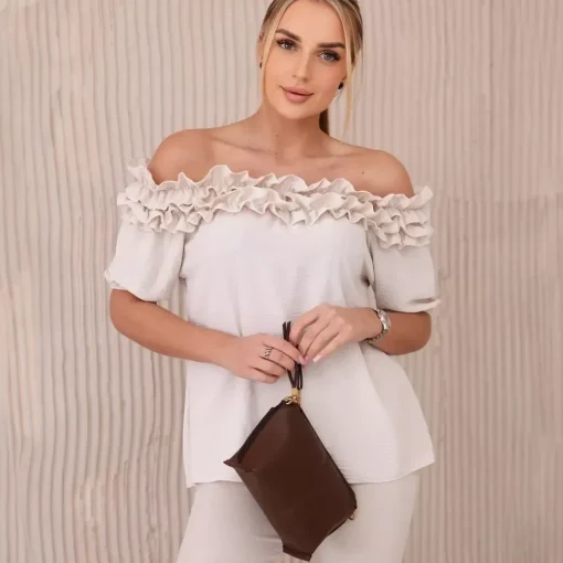 JEANS Lyhythihaiset Paidat Ja Topit>Kesi Nicole Spanish paita beige light