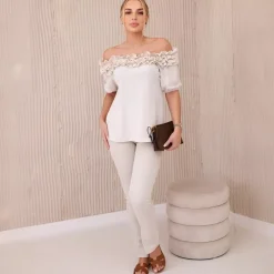 JEANS Lyhythihaiset Paidat Ja Topit>Kesi Nicole Spanish paita beige light