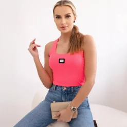 JEANS Lyhythihaiset Paidat Ja Topit>Kesi Teller ribbitoppi neonpinkki