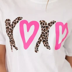 JEANS Lyhythihaiset Paidat Ja Topit></noscript>Kesi XOXO printtipaita valkoinen
