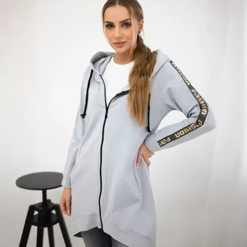 JEANS Takit>Kesi Zip Back hupparitakki vaaleanharmaa