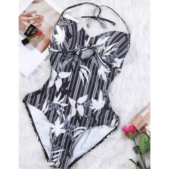 JEANS Uima-asut></noscript>Kuvioitu monokini musta