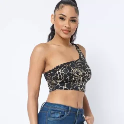 JEANS Lyhythihaiset Paidat Ja Topit></noscript>Love J Ana kuvioitu toppi musta