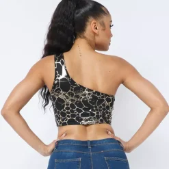 JEANS Lyhythihaiset Paidat Ja Topit></noscript>Love J Ana kuvioitu toppi musta