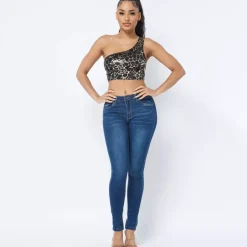 JEANS Lyhythihaiset Paidat Ja Topit></noscript>Love J Ana kuvioitu toppi musta