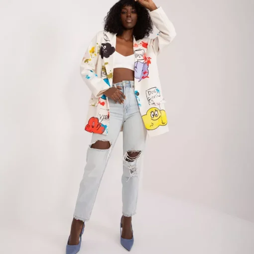 JEANS Takit>Pammy Clouds kuvioitu bleiseri luonnonvalkoinen