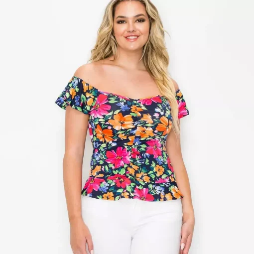 JEANS Lyhythihaiset Paidat Ja Topit>PerSeption Emilia kuvioitu paita t.sininen