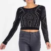 JEANS Pitkähihaiset Paidat>Qed LDN Diamante paita musta