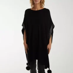 JEANS Neuleet | Plus!>Qed LDN Eliz neuleponcho musta