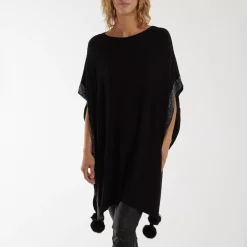 JEANS Neuleet | Plus!>Qed LDN Eliz neuleponcho musta