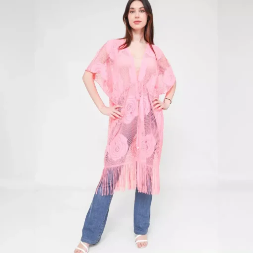 JEANS Plus!>Rosa pitsikimono hapsuilla