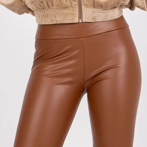 JEANS Leggingsit>Rue Paris Bryan thermo leatherlook leggingsit kameli