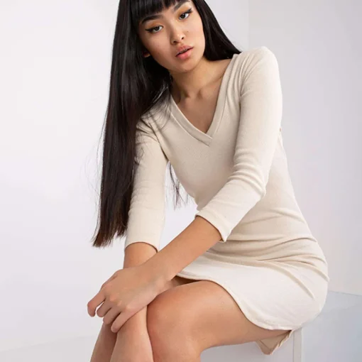 JEANS Minimekot>Rue Paris Danielle ribbimekko vaalea beige
