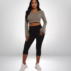 JEANS Shortsit Ja Caprit></noscript>ShoSho Fold Over Yoga caprihousut