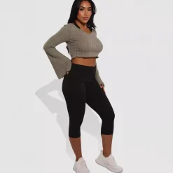 JEANS Shortsit Ja Caprit></noscript>ShoSho Fold Over Yoga caprihousut