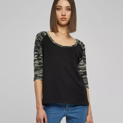 JEANS Pitkähihaiset Paidat | Plus!>Urban Classics 3/4 CT Raglan paita musta