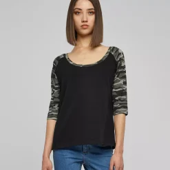 JEANS Pitkähihaiset Paidat | Plus!>Urban Classics 3/4 CT Raglan paita musta